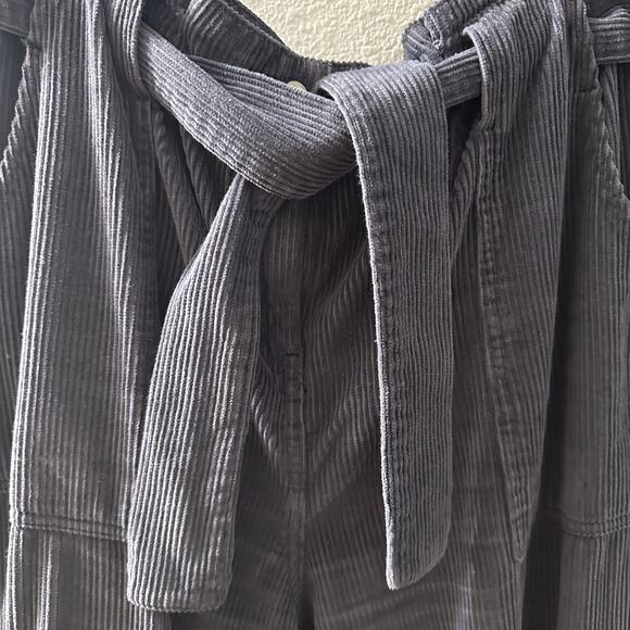 Topshop Women's Navy Blue Corduroy Paperbag Waist Trousers Size US 12 - Picture 9 of 9
